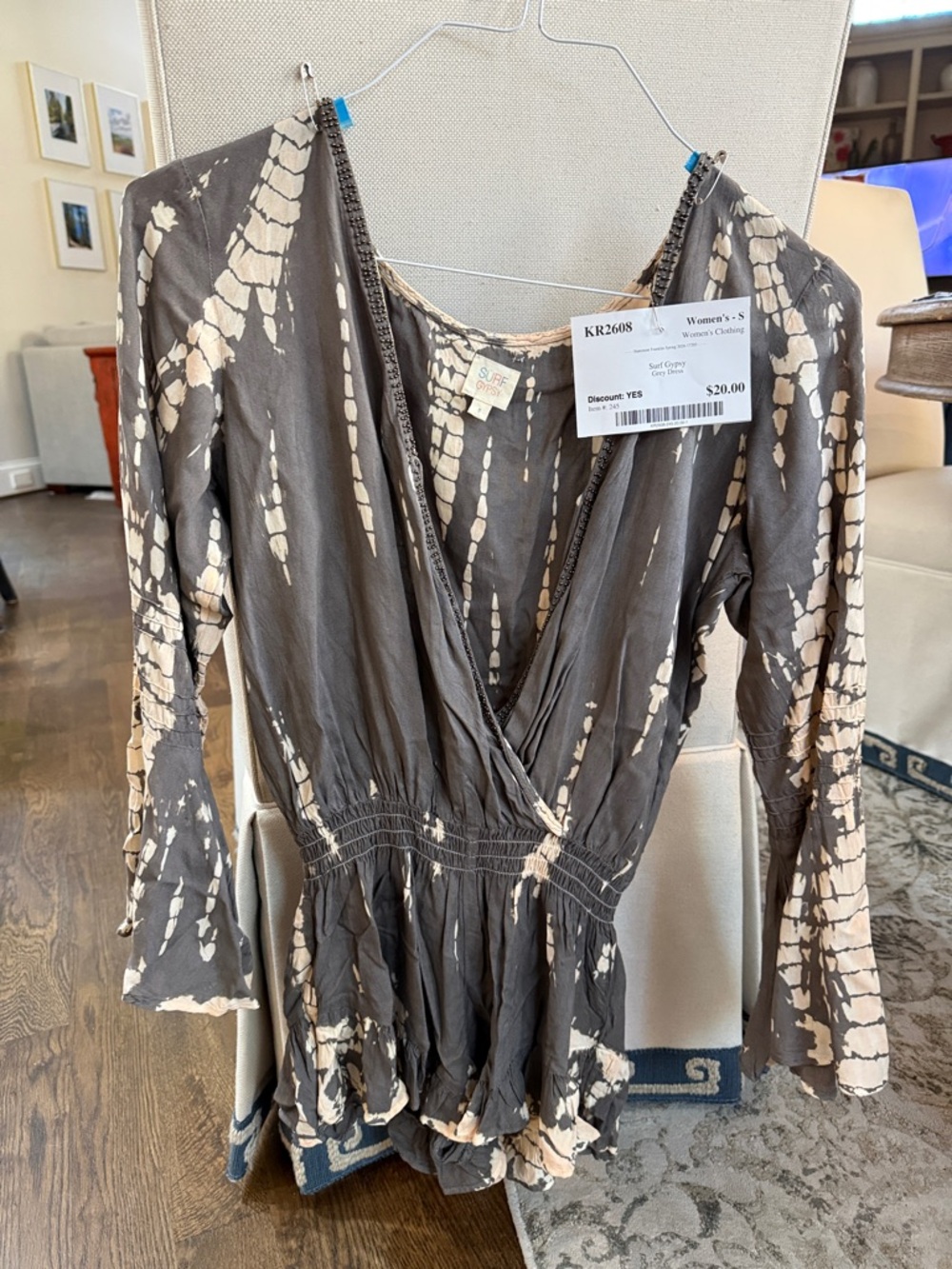 Surf Gypsy Gray and Cream Tie-Dye Romper Jumpsuit